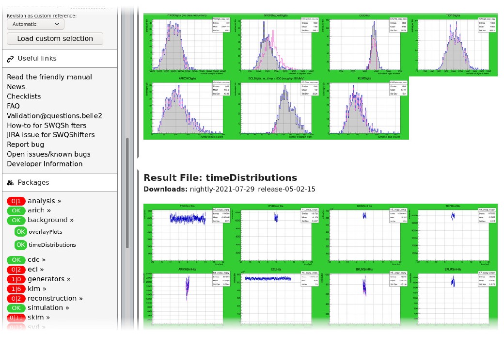 Website showing the detailed results of the validation package